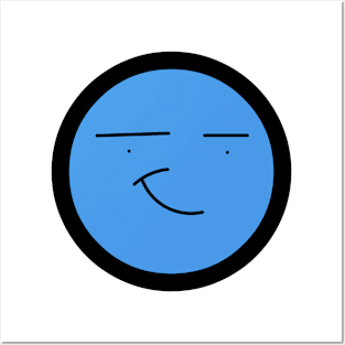 Blue Smirk Face Posters and Art